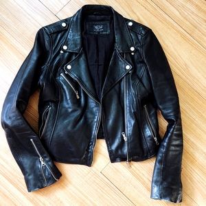 Zara genuine leather ladies biker jacket